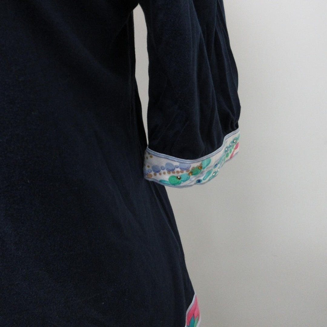 レオナール LEONARD Tシャツ カットソー 花柄 半袖 紺 M ■WY 5