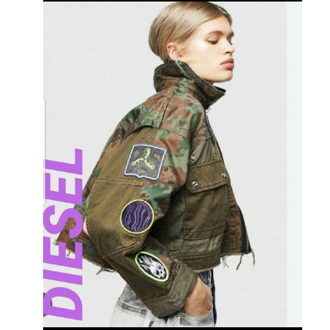 DIESEL ディーゼル　迷彩ショート丈　ミリタリージャケット　カモフラワッペン