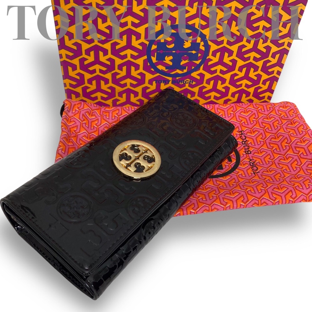 【ほぼ新品】TORYBURCH トリーバーチ　長財布　エナメル　ブラック