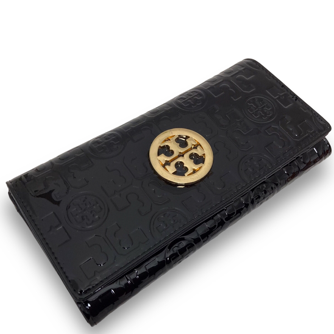 Tory Burch(トリーバーチ)の【ほぼ新品】TORYBURCH トリーバーチ　長財布　エナメル　ブラック　 レディースのファッション小物(財布)の商品写真