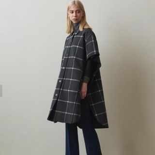 ユナイテッドアローズ(UNITED ARROWS)のDESIGNERS REMIX CHECK PONCHO/ポンチョ(ロングコート)