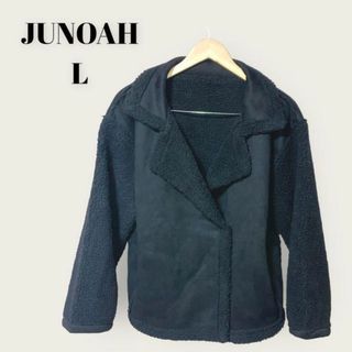 ジュノア(JUNOAH)のJUNOAH　ジュノア　フェイクムートン　コート　黒　F　軽量(ライダースジャケット)