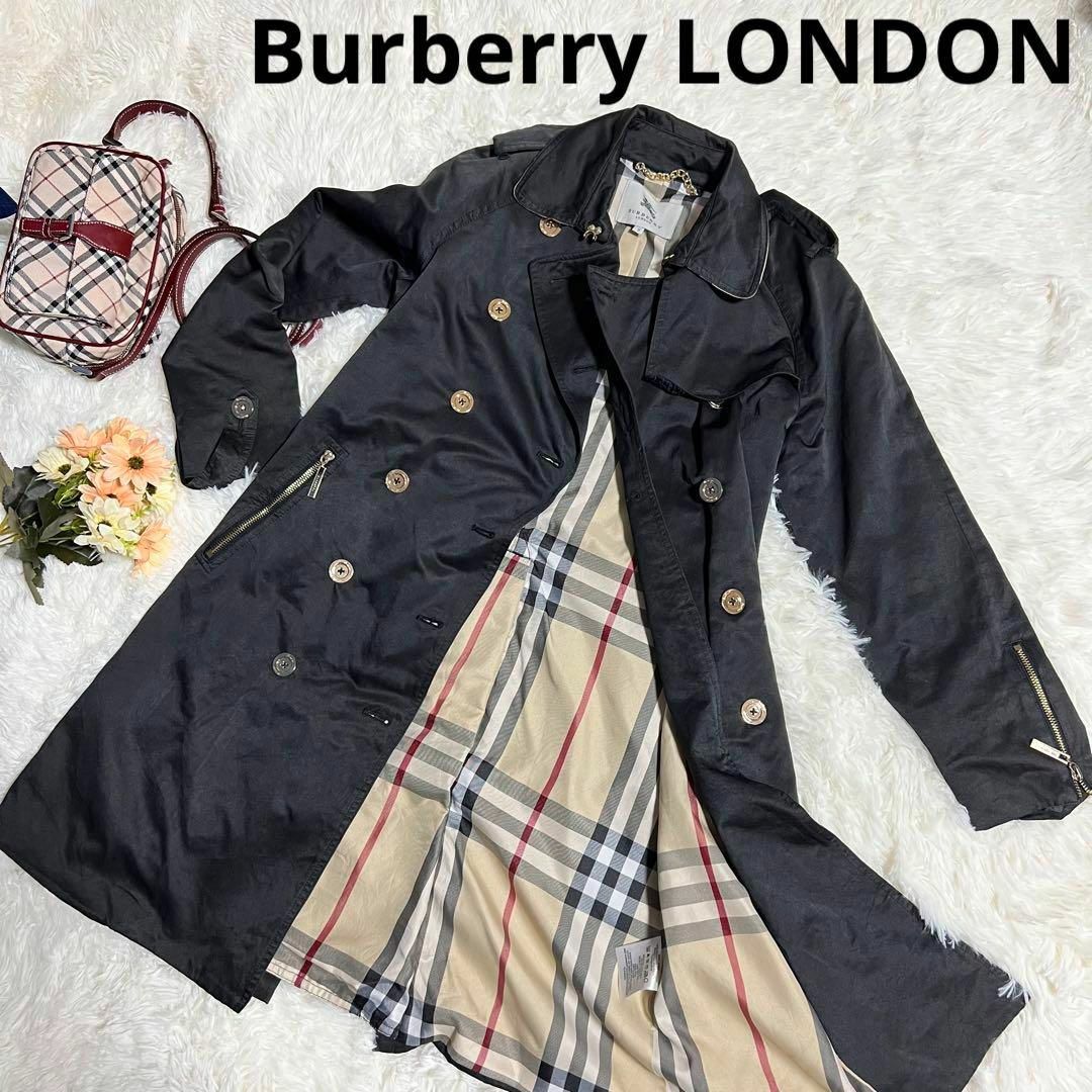 ラスト1着！ 金ボタン BURBERY LONDON ノバチェック 黒 ベルト無