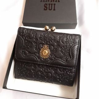 ANNA SUI - ブラック アナスイ ANNA SUI がま口 折り財布 ヴィンテージ