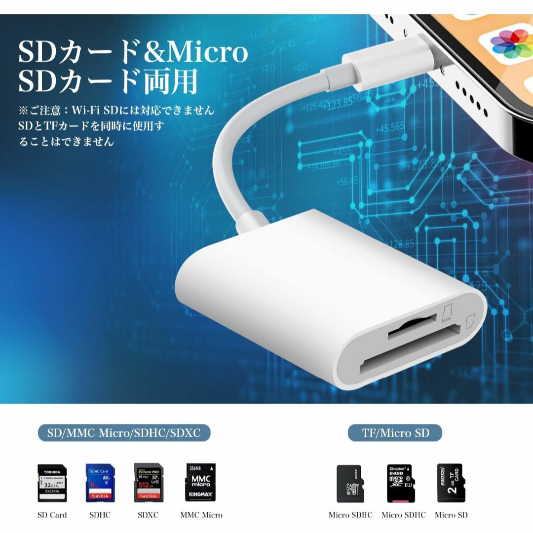 iPhone用SDカードリーダー microSDカード データ転送 f1dの通販 iPhone用SDカードリーダー microSDカード データ転送 f1dの通販