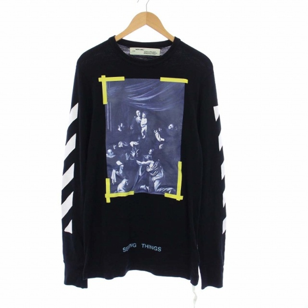 46cm着丈OFF WHITE DIAG CARAVAGGIO TEE LS S 黒