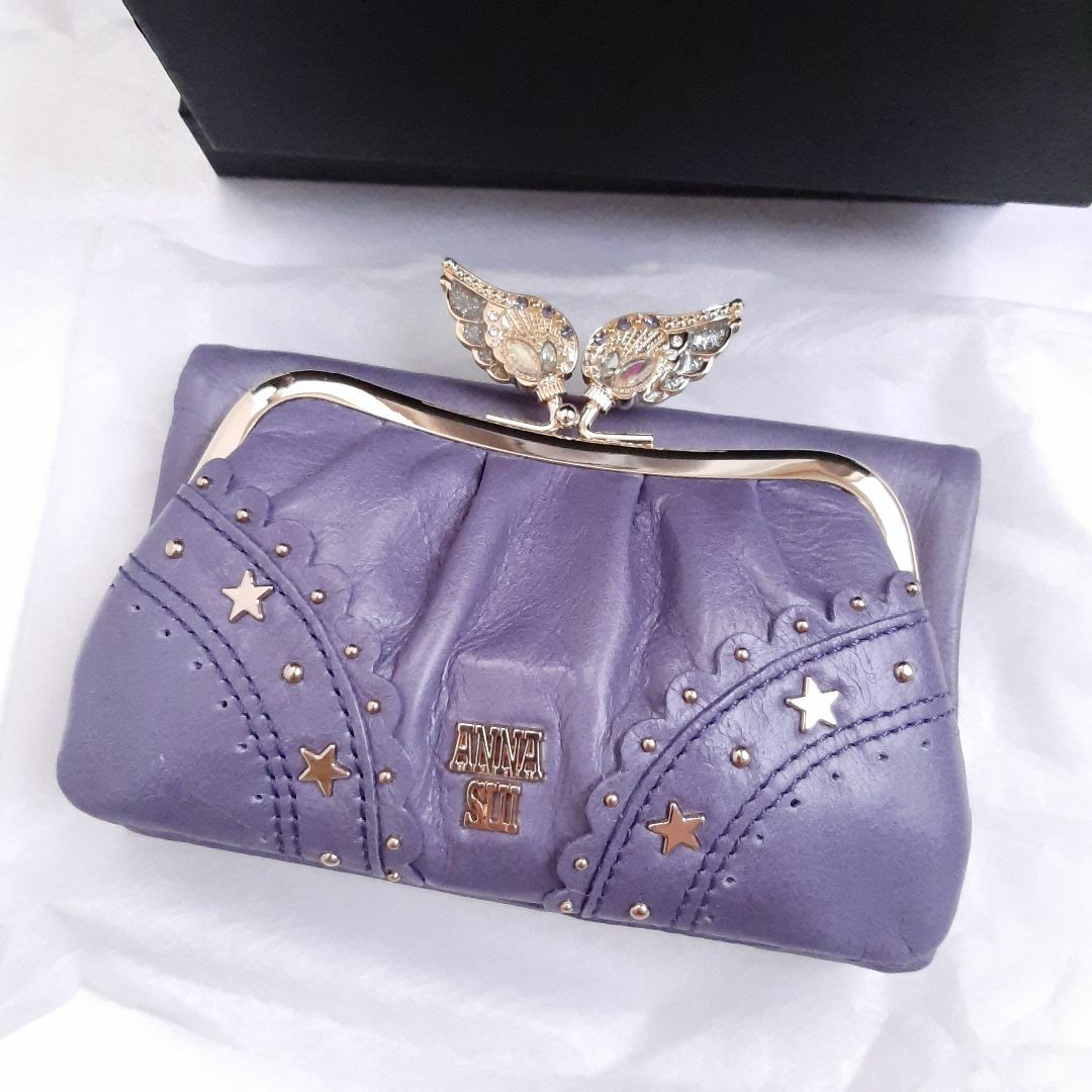 ANNA SUI - パープル アナスイ ANNA SUI がま口 折り 財布 ガマ口 ニケ