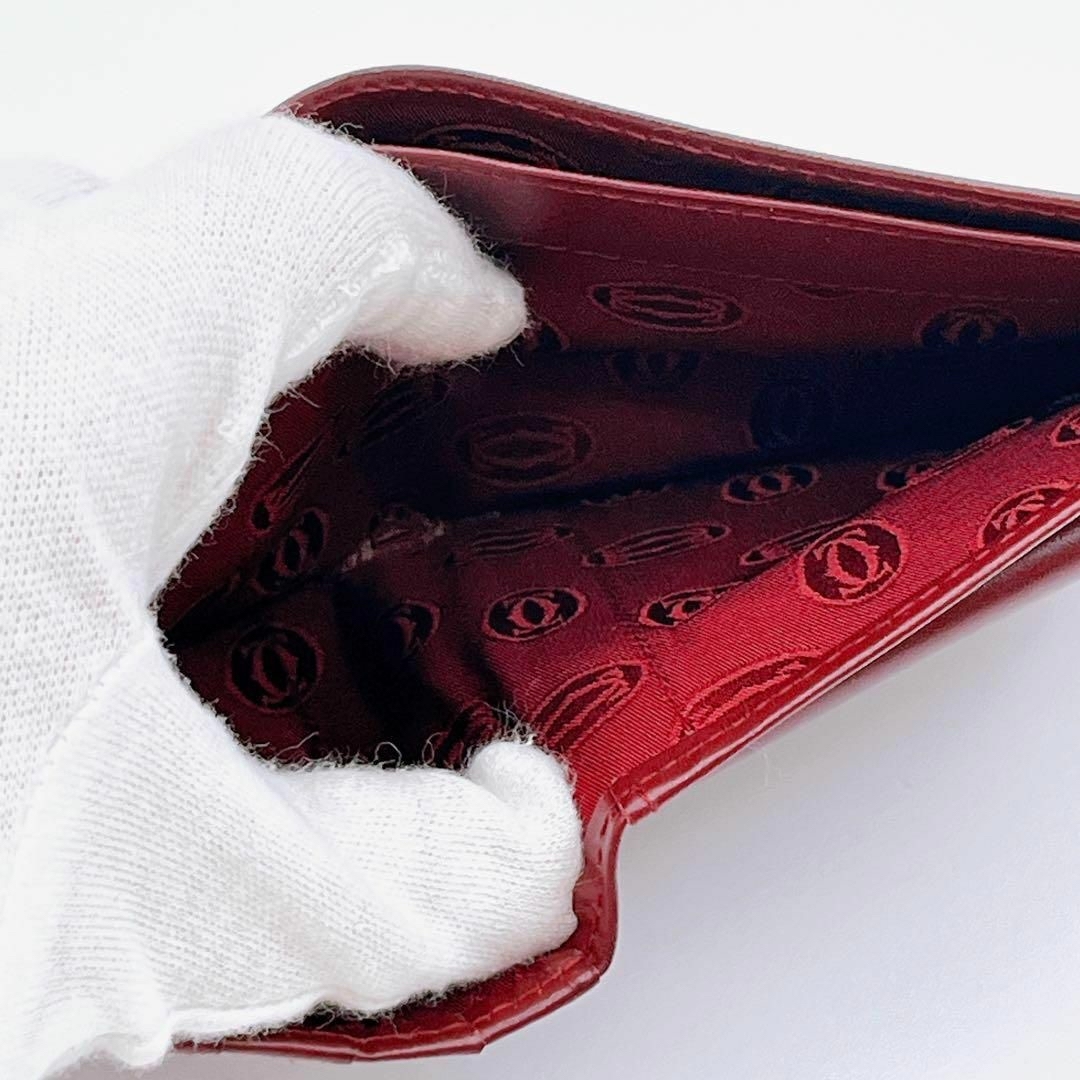 【未使用】カルティエ マスト レザー 二つ折り財布 小銭入れ　ボルドー　財布