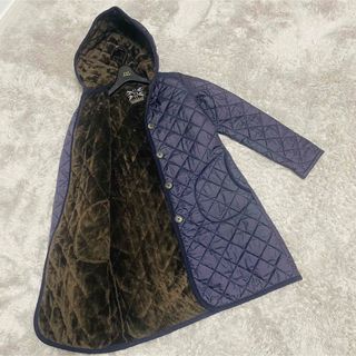 極美品 ラベンハム キルティング コート ロング 裏ボア 36 LAVENHAM-