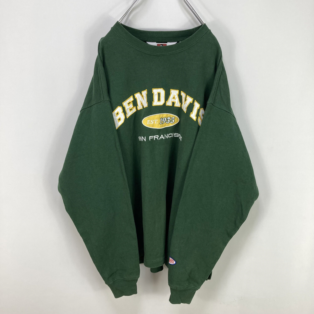 BEN DAVIS - ベンデイビス アーチ 3段 刺繍ロゴ 緑 グリーン