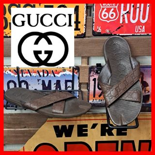 グッチ(Gucci)の【大特価】GUCCI　グッチシマ　レザーベルト　フラットサンダル　27㎝(サンダル)