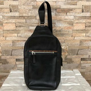 【美品】ポールスミス ボディバック オールレザー ロゴ型押し マルチストライプ