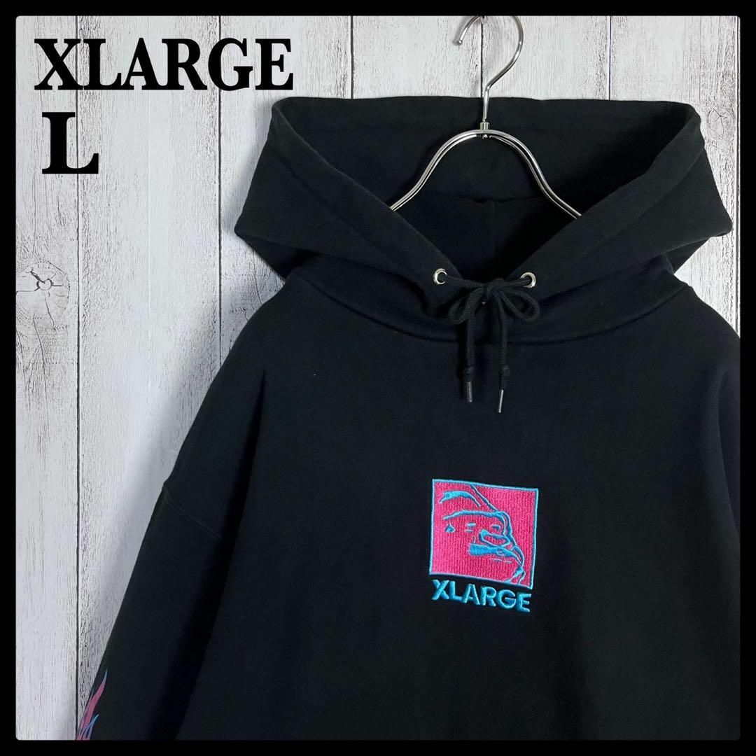 XLARGE - 【人気Lサイズ】エクストララージ☆センター刺繍ロゴパーカー 