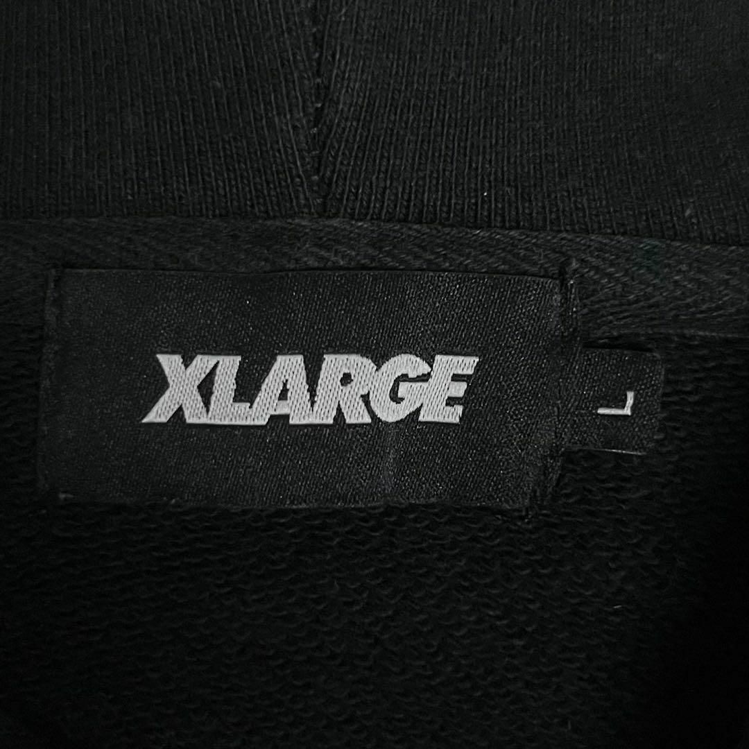 XLARGE プルオーバー パーカー センター刺繍ロゴ ファイヤーパターン