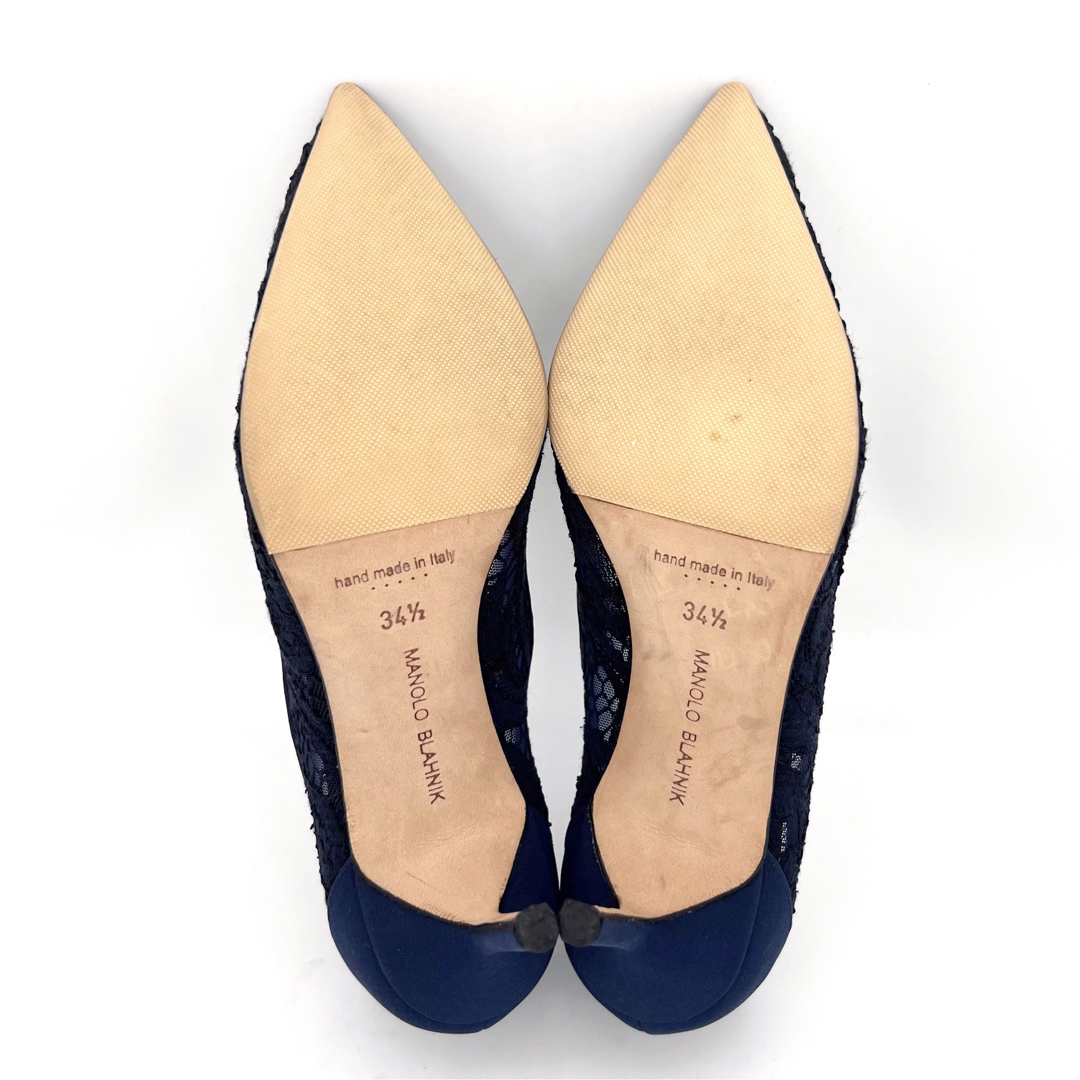 MANOLO BLAHNIK   極美品 マノロブラニク .5cm レース ネイビー