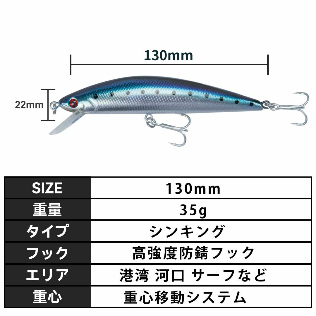 色:130S-35g5個セットDananier 遠投ルアー ヘビーシンキン 4