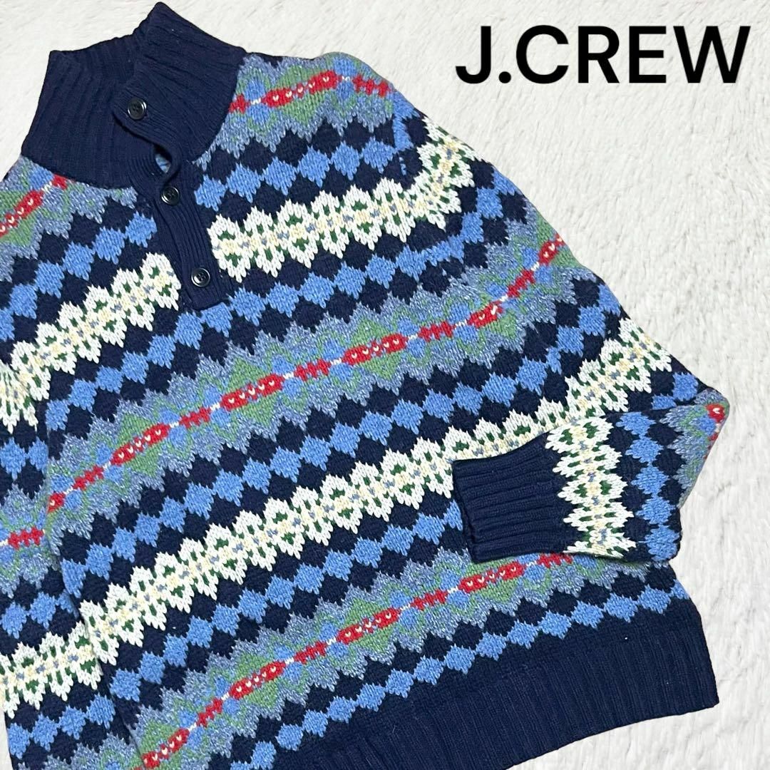 J.CREW★厚手 ノルディック柄 モックネック ニット セーター