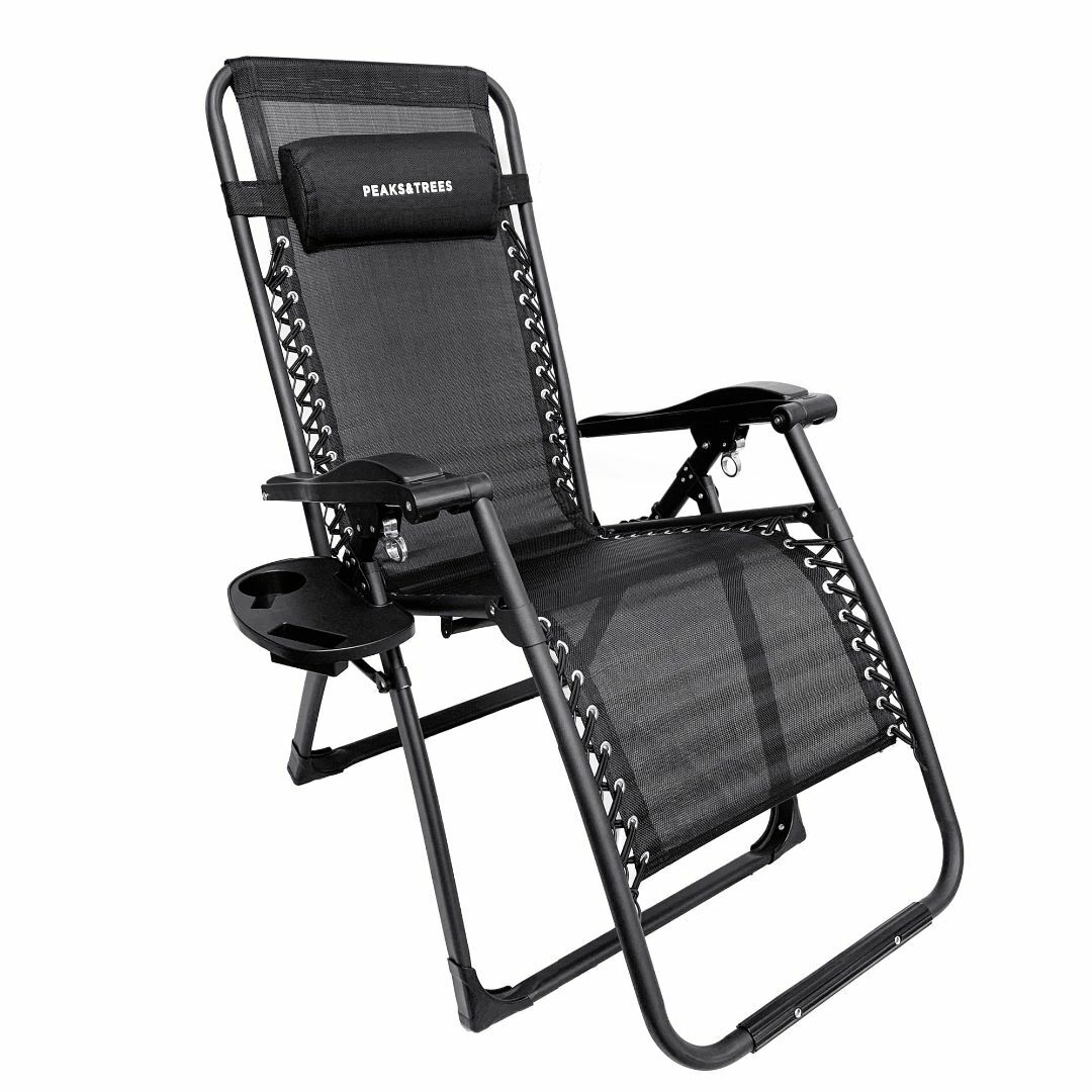 【色: Black】PEAKS&TREES 折りたたみ 椅子 リクライニング アポリエステル100％フレーム