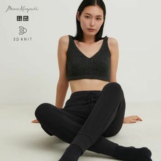 ユニクロ(UNIQLO)のユニクロ mame kurogouchi 3Dリブニットブラ ダークグレー L(ベアトップ/チューブトップ)