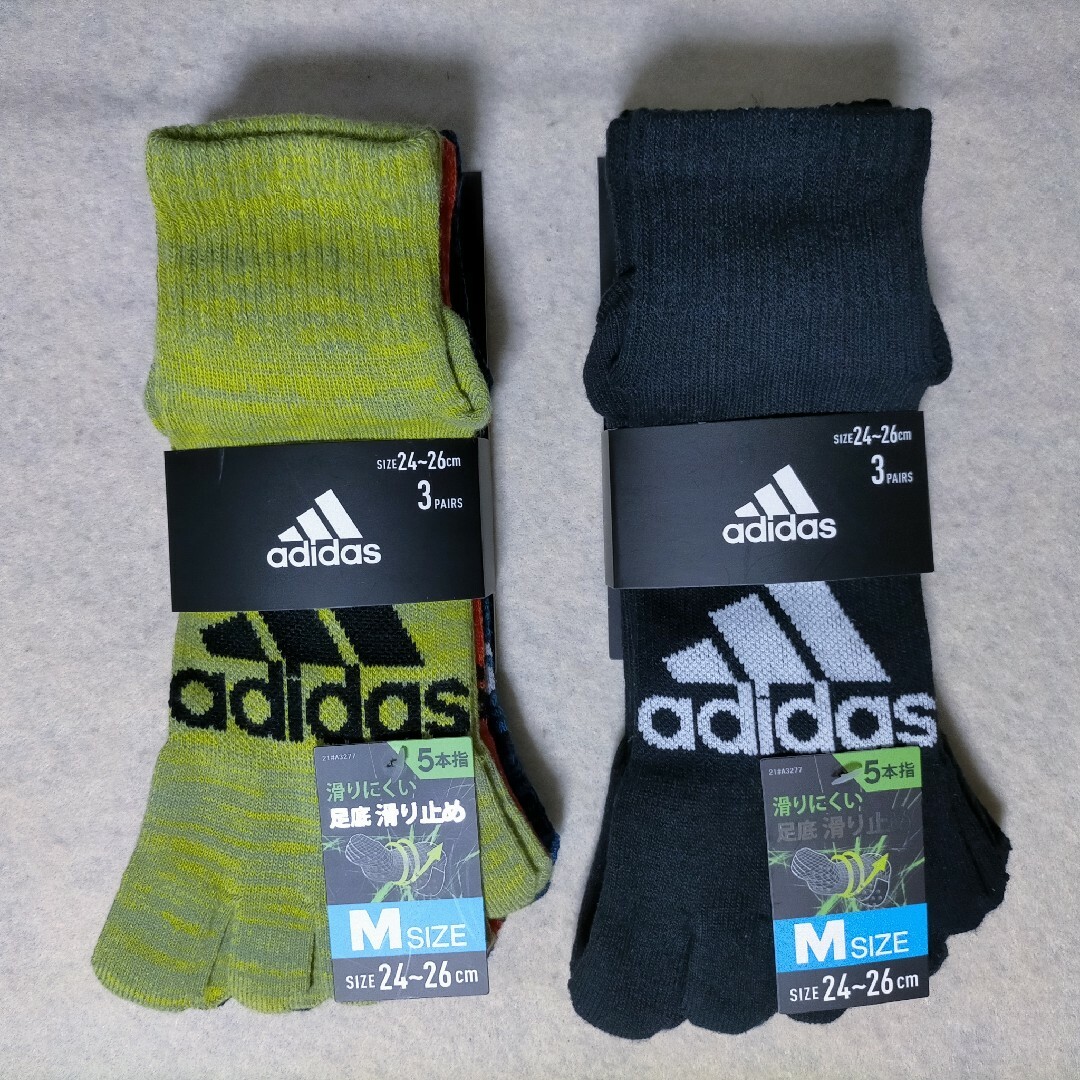 adidas(アディダス)の5本指ソックス 滑り止め アディダス 靴下 メンズ 24~26cm 6足 メンズのレッグウェア(ソックス)の商品写真