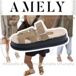 新品未使用 AMERY ボア厚底サンダル ボアなし ベージュ 37(サンダル)