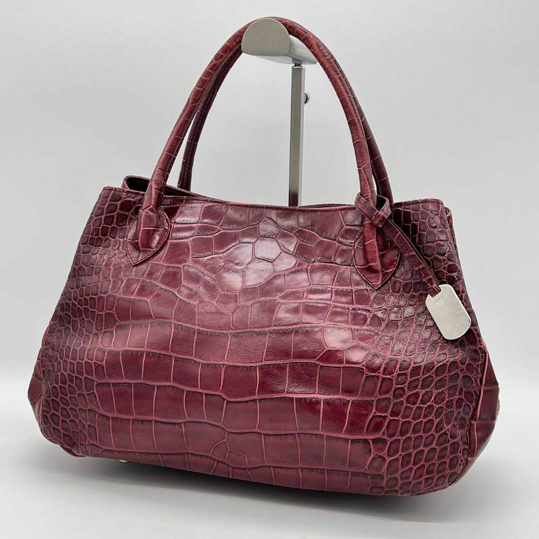 Furla - ✨美品✨FURLA クロコ型押し ハンドバッグ ボルドー ワイン