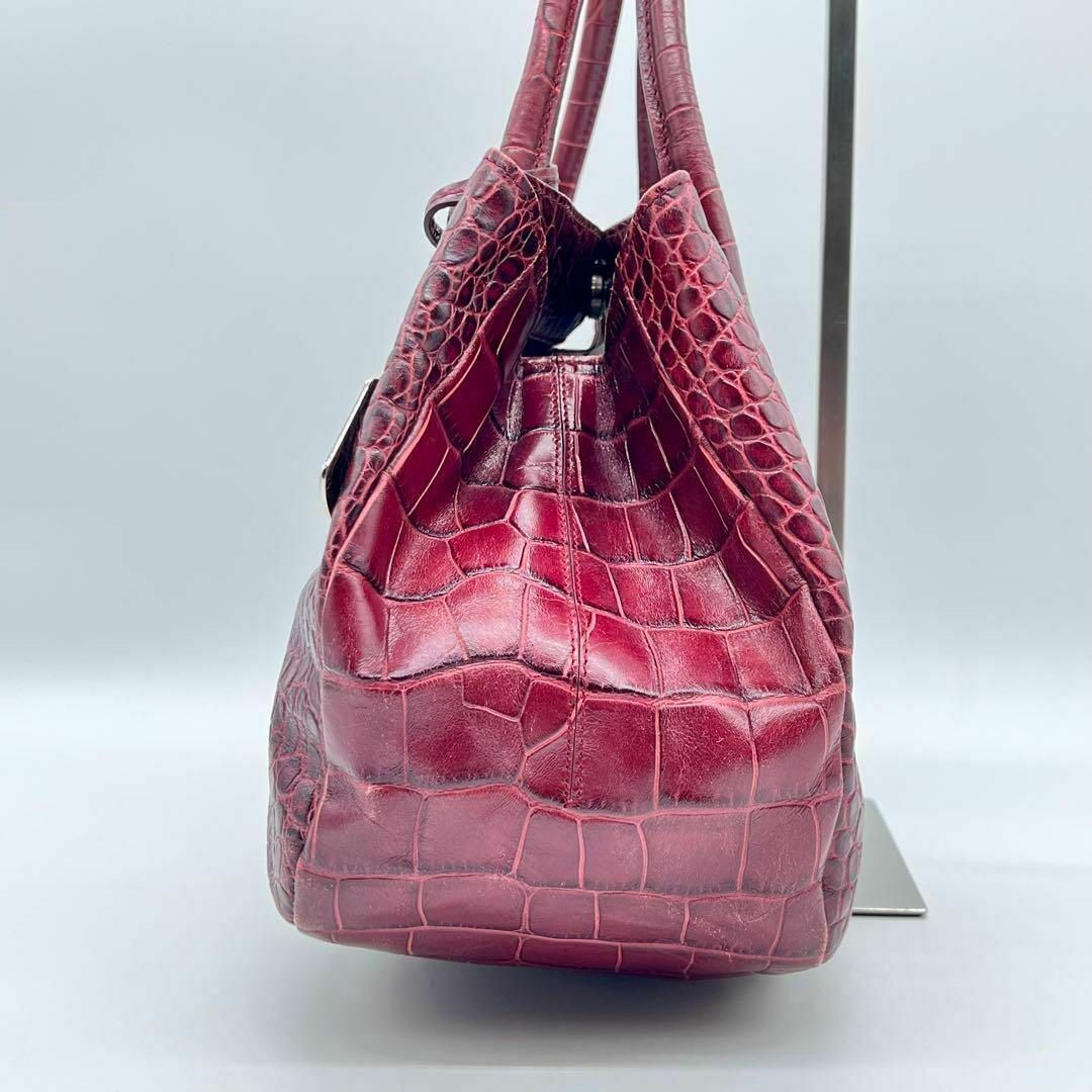 Furla - ✨美品✨FURLA クロコ型押し ハンドバッグ ボルドー ワイン