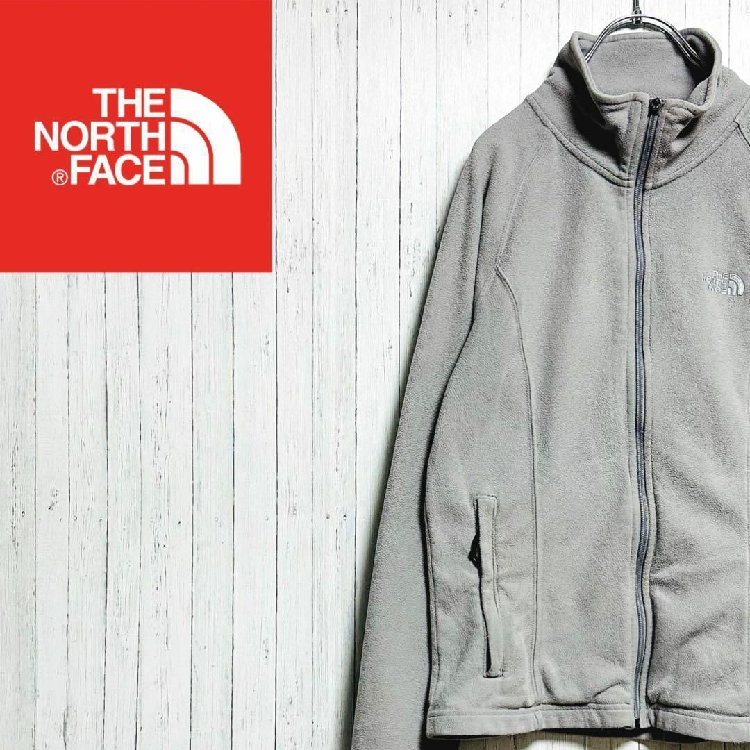 THE NORTH FACE - ノースフェイス フリースジャケット 刺繍ロゴ グレー