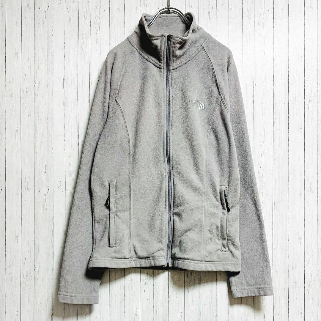 THE NORTH FACE - ノースフェイス フリースジャケット 刺繍ロゴ グレー