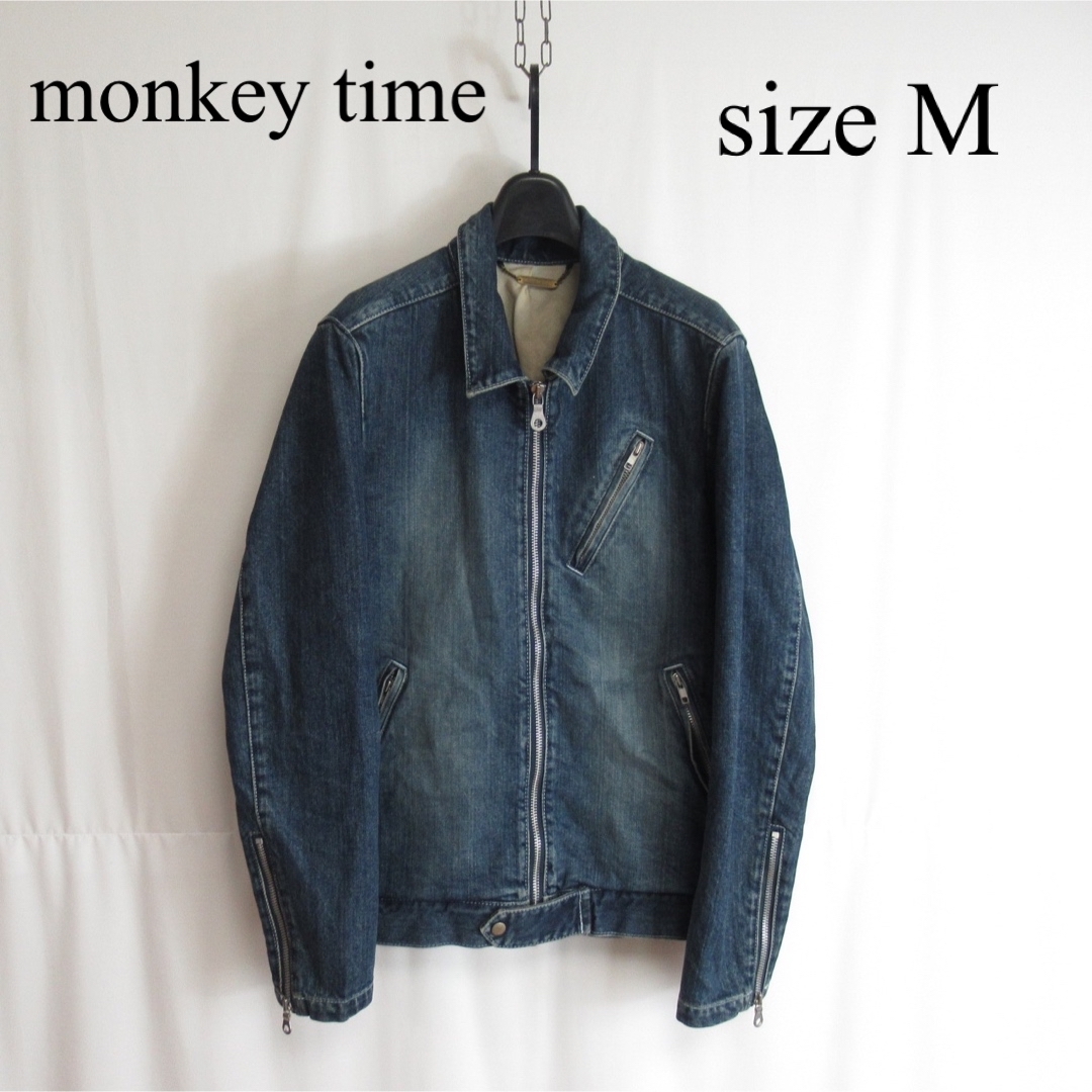 monkey time デニム シングル ライダース ジャケット ブルゾン M