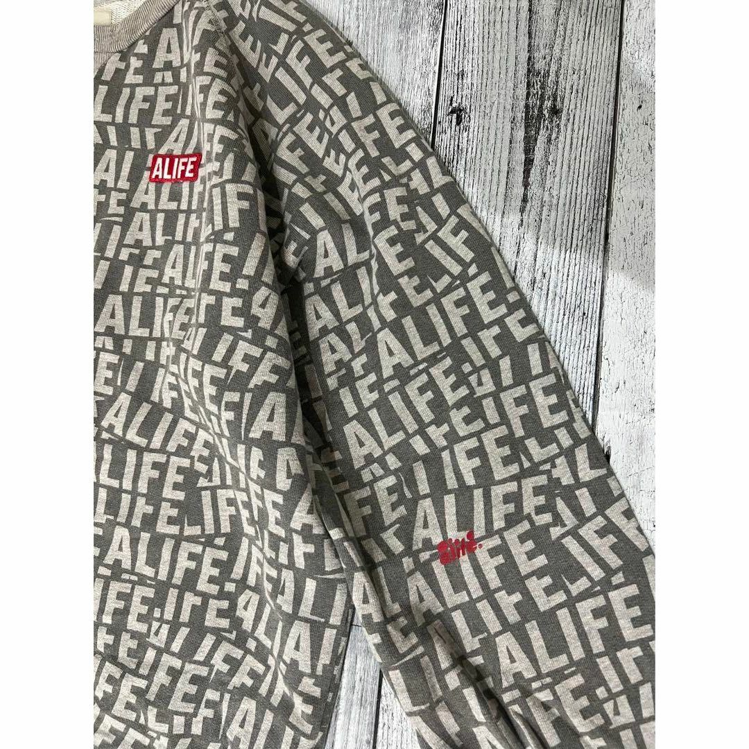 ALIFE(エーライフ)の大人気の総柄スウェット♪☆ALIFE 総ロゴ　エーライフ　XL ロゴ　刺繍 メンズのトップス(スウェット)の商品写真