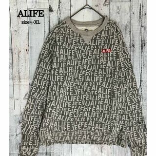 ALIFE - 大人気の総柄スウェット♪☆ALIFE 総ロゴ　エーライフ　XL ロゴ　刺繍