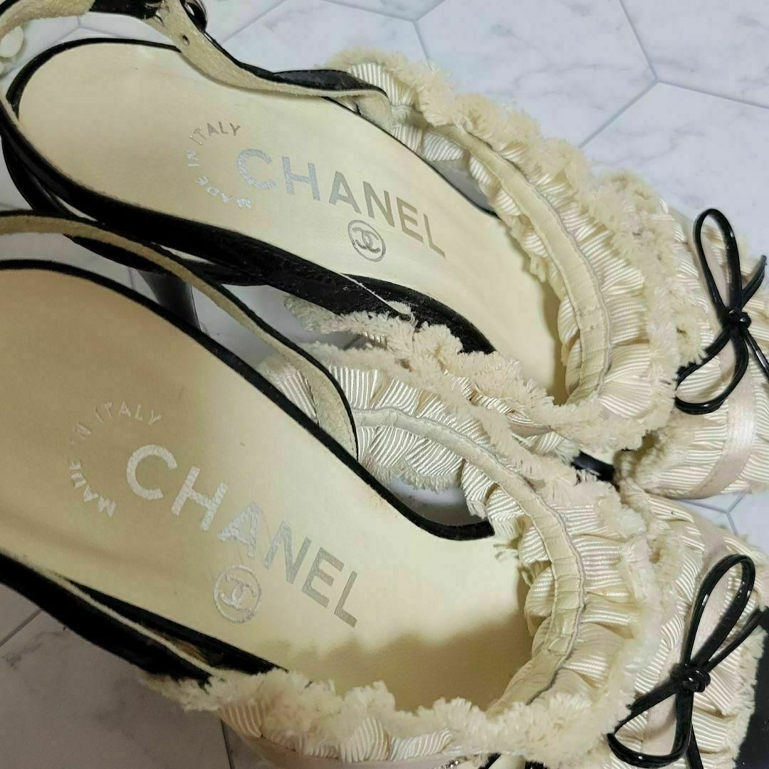 CHANEL ココマーク ロゴ リボン サンダル ミュール パンプス ドレス-