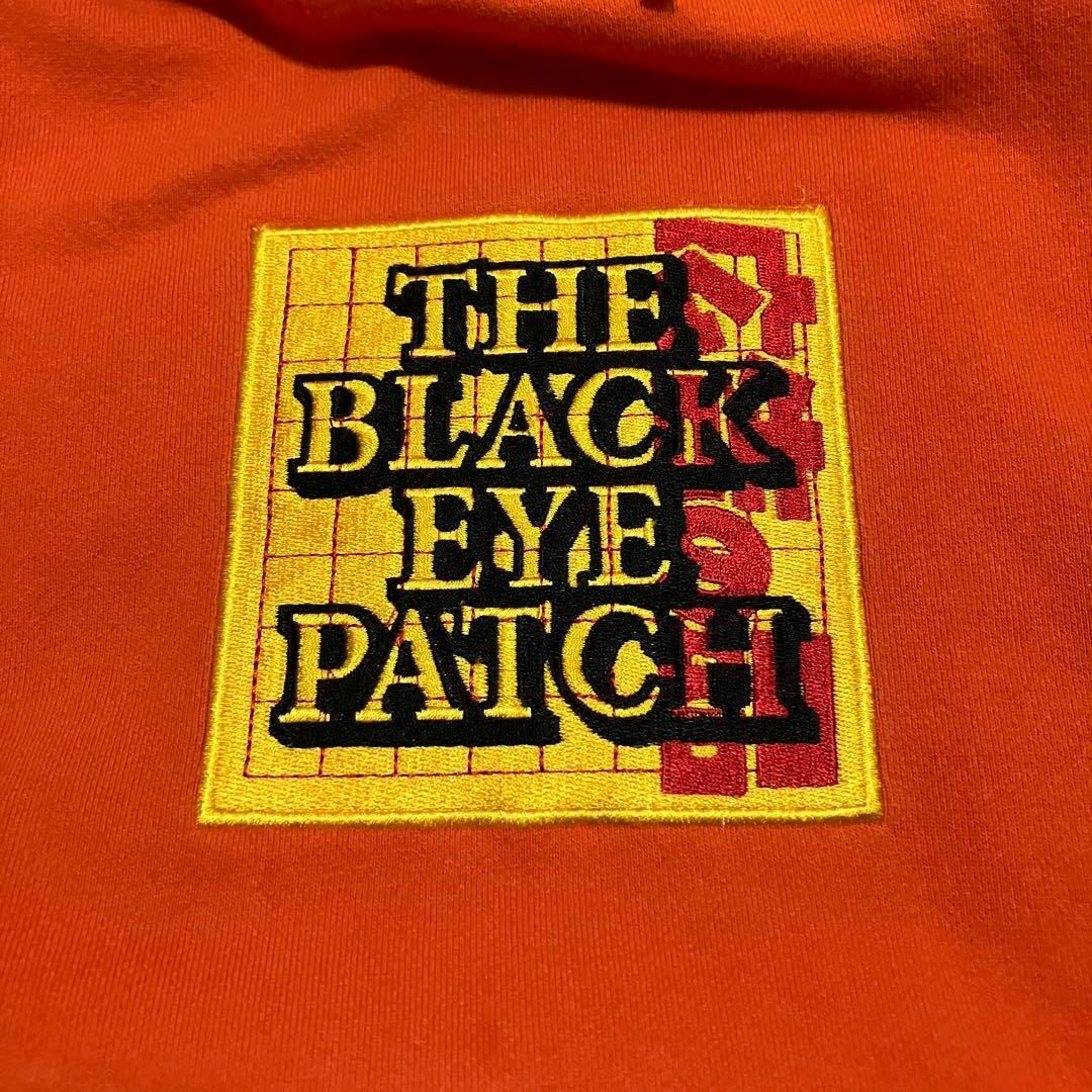 【超レア】ブラックアイパッチ パーカー 広告の品 刺繍ロゴ オレンジ 赤 黄色L