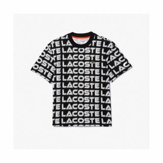 ラコステ(LACOSTE)の【ブラック】グラフィカルブランドネーム総柄Tシャツ(カットソー(長袖/七分))