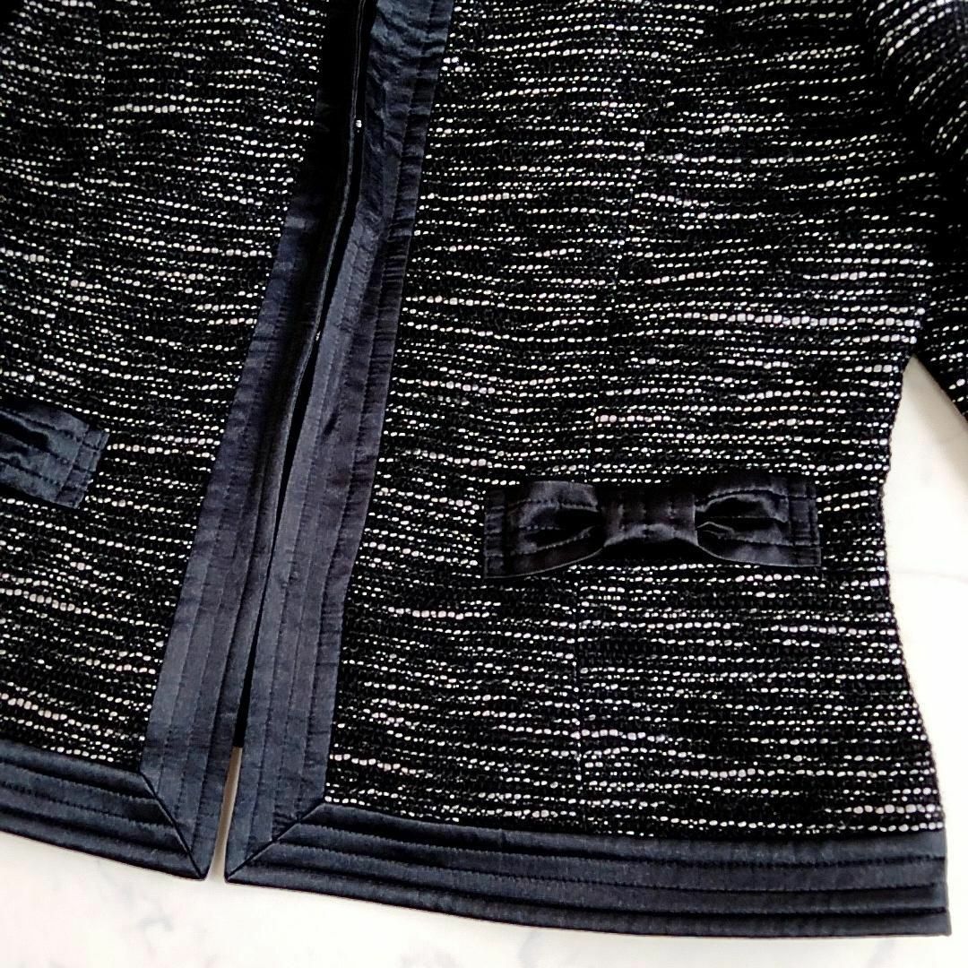 Aylesbury(アリスバーリー)の未使用♪アリスバーリー ツイードジャケット ノーカラー 黒系 サイズ11 ch9 レディースのジャケット/アウター(ノーカラージャケット)の商品写真