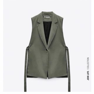 ZARA - タグ付き ZARA バーズアイベスト ホワイト Mの通販 by りーん's