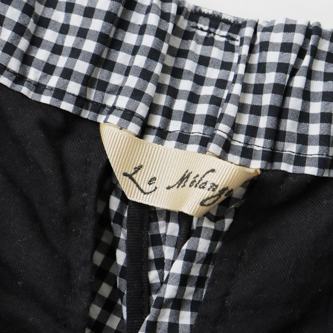 美品 ルメランジュ Le Melange チェックパンツ 1/ブラック ホワイト ボトムス ワイド ギンガム タック【2400013539104】 レディースのパンツ(カジュアルパンツ)の商品写真