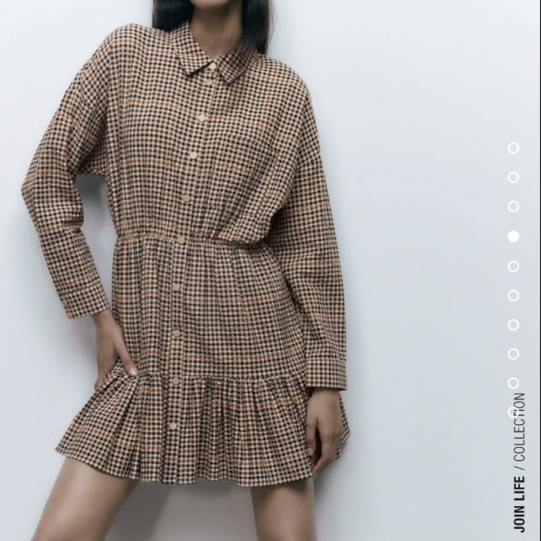 ZARA - XS ZARA長袖チェックワンピースの通販 by 4/26-5/8 はお ZARA - XS ZARA長袖チェックワンピースの通販 by 4/26-5/8 はお