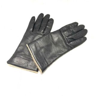 100新品Borsalino 羊革 レディースベルト付ラビットファー手袋ブラック