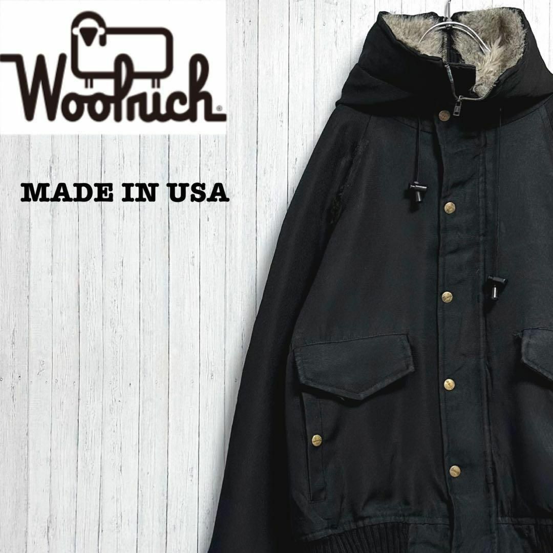 WOOLRICH - ウールリッチ USA製 ジップアップジャケット 黒 ファー