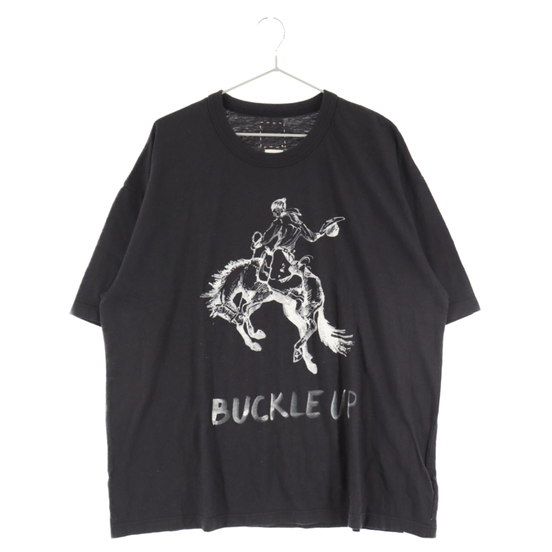 VISVIM ヴィスヴィム 23SS JUMBO TEE S／S BUCKLE UP フロントプリント オーバーサイズ半袖Tシャツ ブラック 0123105010029