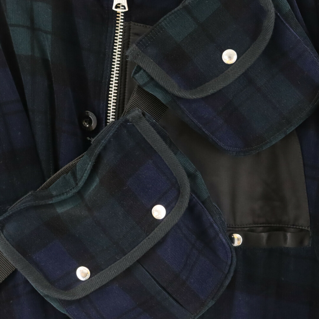 sacai(サカイ)のSacai サカイ 20AW COTTON コットン ショルダーバッグ付き チェックジャケット ネイビー 20-02350M メンズのジャケット/アウター(フライトジャケット)の商品写真