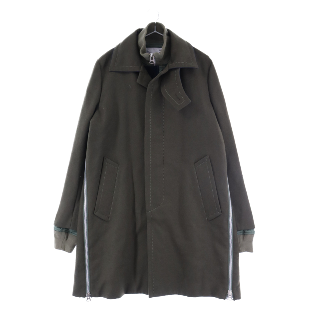 Sacai Nylon TWILL Mix Coatドッキングナイロンコート黒フード出し入れ可能