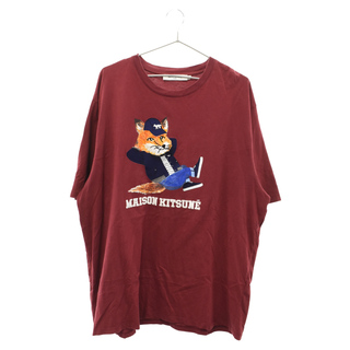 メゾンキツネ(MAISON KITSUNE')のMAISON KITSUNE メゾンキツネ Dressed Fox ロゴ刺繍 半袖 Tシャツ レッド(Tシャツ/カットソー(半袖/袖なし))