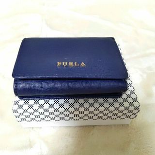 新品 FURLA フルラ 三つ折財布 ネイビー ミニ 財布 紺 青