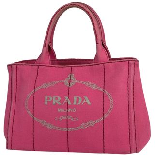 【本物保証】 保付 超美品 プラダ PRADA カナパ トート ハンドバッグ キャンバス ピンク B1872B 大きい