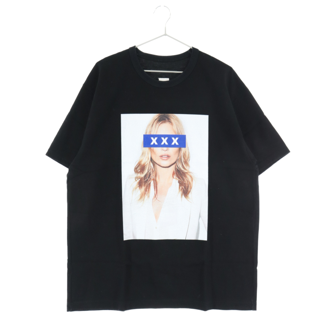 GOD SELECTION XXX ゴッドセレクショントリプルエックス 19SS ケイトモス フォト プリント ボックスロゴ 半袖Tシャツ カットソー ブラック