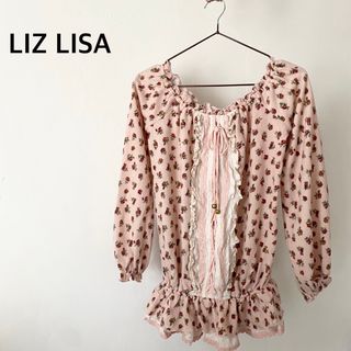 リズリサ(LIZ LISA)のLIZ LISA リズリサ　ピンク　花柄　長袖トップス(カットソー(長袖/七分))