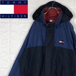 トミーヒルフィガー(TOMMY HILFIGER)のトミーヒルフィガー 90sフラッグタグ ナイロンジャケット 刺繍ロゴ バイカラー(ナイロンジャケット)